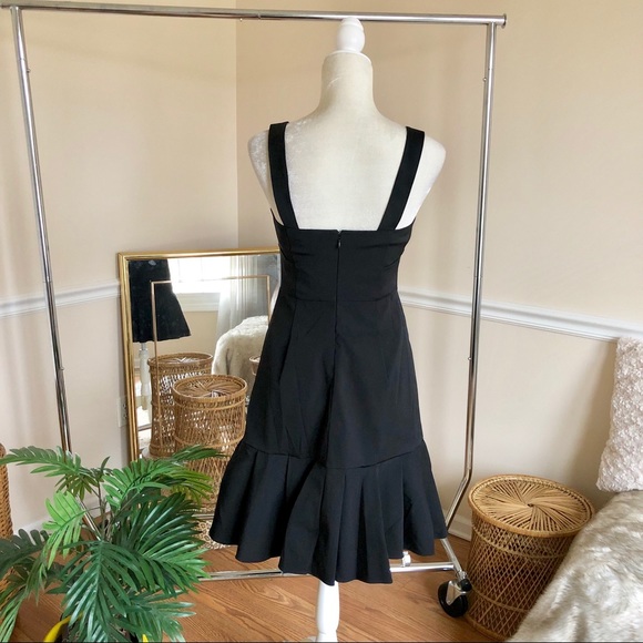 J. Crew Black Faille Stretch Fluted Hem Dress 4 - Picture 7 of 8
